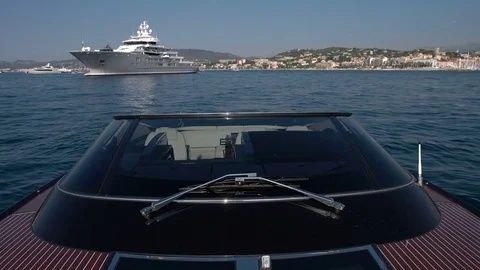 Mechanical movement opens boat awning Stock Footage 69823126