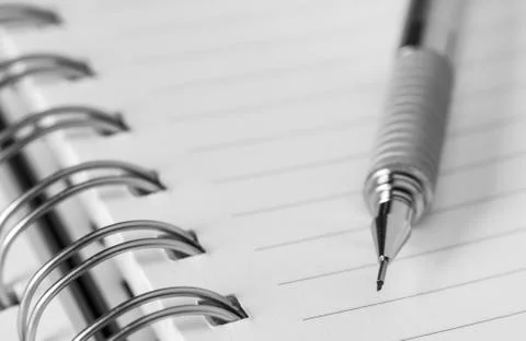 Mechanical pencil on a notebook Foto stock