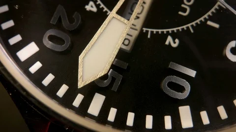 Mechanical pilot style watch.
Macro close up of the arrow pointer on the Stock Footage 105292215