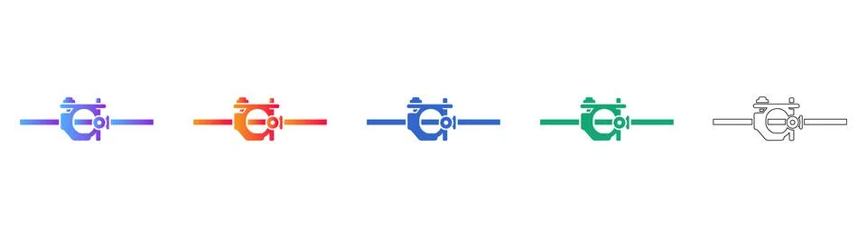 Mechanical Pipe Clamp Icons for Engineering Stock Illustration