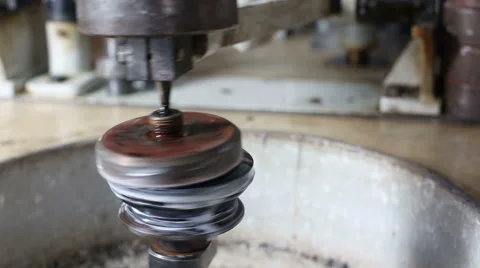 Mechanical polishing of optic lens Stock Footage 45324877
