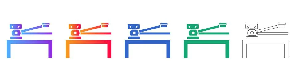 Mechanical Press Tool Icon Set for Engineering Stock Illustration