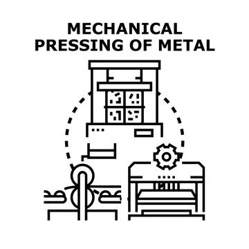 Mechanical pressing metal manufacturing process production equipment Stock Illustration