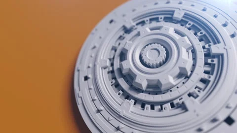 The mechanical process of multiple mechanical parts interacting and working t Stock Footage 200997736