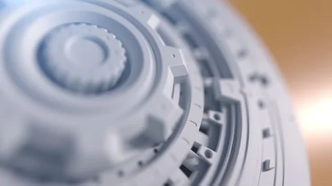 The mechanical process of multiple mechanical parts interacting and working t Stock Footage 200997794