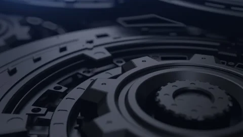 The mechanical process of multiple mechanical parts interacting and working t Stock Footage 200997801
