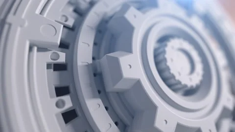 The mechanical process of multiple mechanical parts interacting and working t Stock Footage 200997830