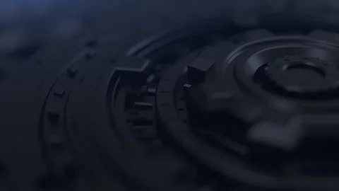 The mechanical process of multiple mechanical parts interacting and working t Stock Footage 200997861