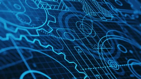 Mechanical project blueprint Stock Footage 172977602