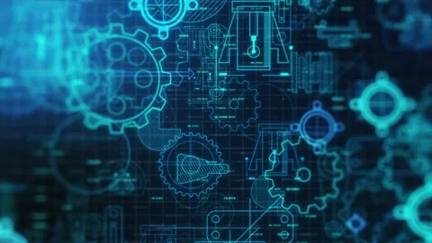 Mechanical project blueprint Stock Footage 172980484