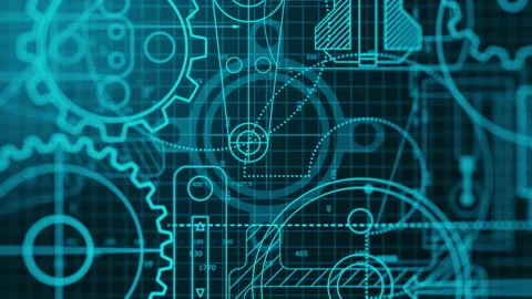 Mechanical project blueprint Stock Footage 178866185