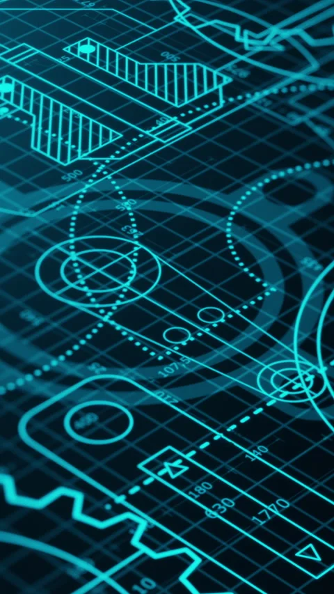 Mechanical project blueprint Stock Footage 303402335