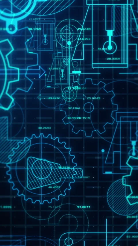 Mechanical project blueprint Video stock 303887029