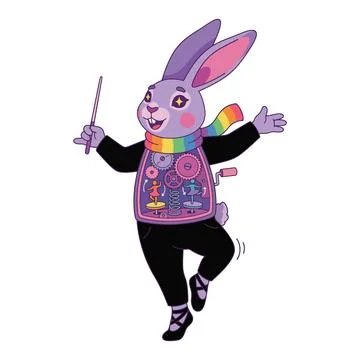 Mechanical Rabbit Ballerina Stock Illustration