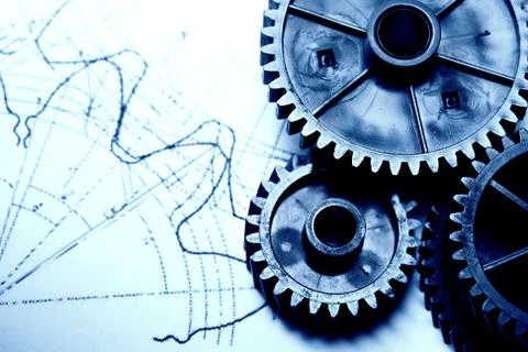 Mechanical ratchets and drafting Stockfoto's