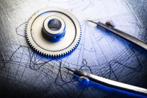 Mechanical ratchets and drafting Stockfoto's