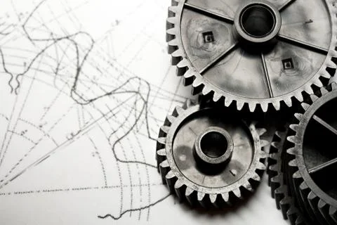 Mechanical ratchets and drafting Stockfoto's