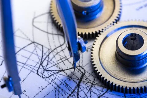 Mechanical ratchets, dividers and drafting Stock Photos