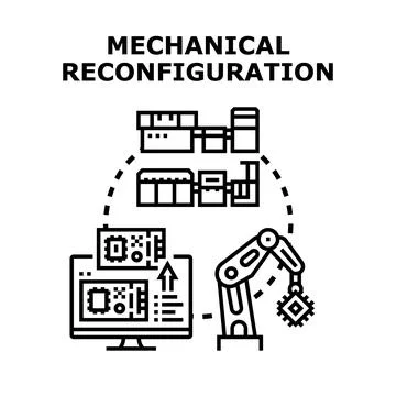 Mechanical reconfiguration process for industrial automation technology Stock Illustration