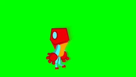 A mechanical red robot with big hands that comes down looking for something and Stock Footage 286338641