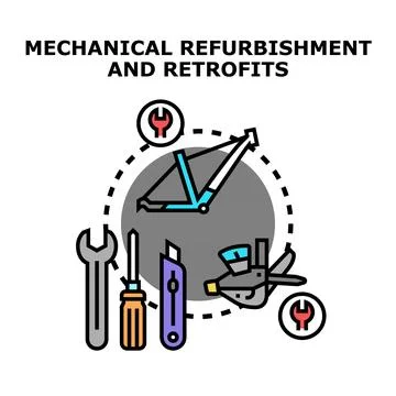 Mechanical refurbishment and retrofits process for maintenance Stock Illustration