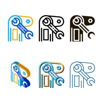 Mechanical repair icon vector simplified outline Stock Illustration