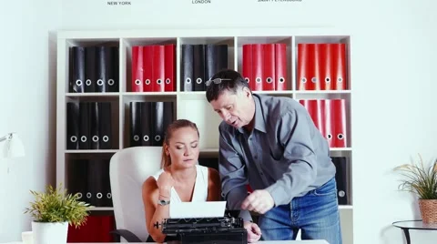 Mechanical repairs old typewriter in the office Stock Footage 61535575