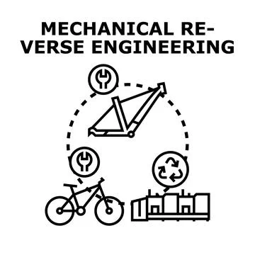 Mechanical reverse engineering process designing bicycle components Stock Illustration