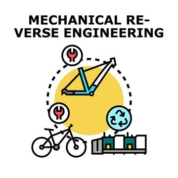 Mechanical reverse engineering process designing bicycle components Stock Illustration