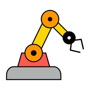 Mechanical robot arm machine icon, technology hydraulic robotic hand, vector Stock Illustration