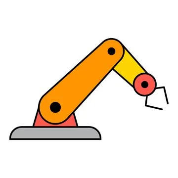 Mechanical robot arm machine icon, technology hydraulic robotic hand, vector Illustrazione stock