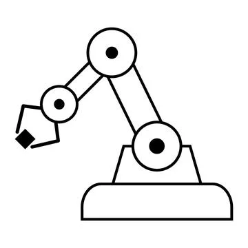 Mechanical robot arm machine icon, technology hydraulic robotic hand, vector Stock Illustration