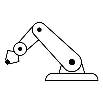 Mechanical robot arm machine icon, technology hydraulic robotic hand, vector Stock Illustration