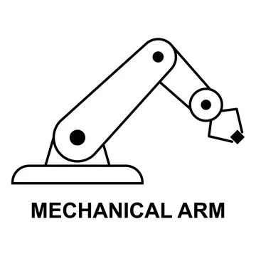 Mechanical robot arm machine icon, technology hydraulic robotic hand, vector Stock Illustration