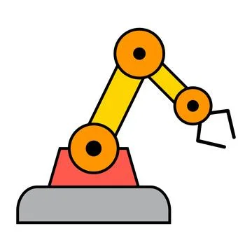 Mechanical robot arm machine icon, technology hydraulic robotic hand, vector Stock Illustration