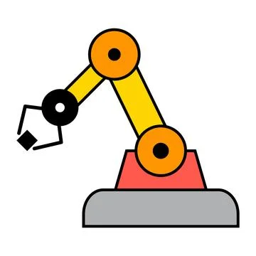 Mechanical robot arm machine icon, technology hydraulic robotic hand, vector Stock Illustration