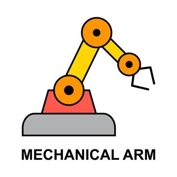 Mechanical robot arm machine icon, technology hydraulic robotic hand, vector Stock Illustration