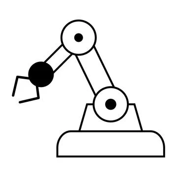 Mechanical robot arm machine icon, technology hydraulic robotic hand, vector Stock Illustration