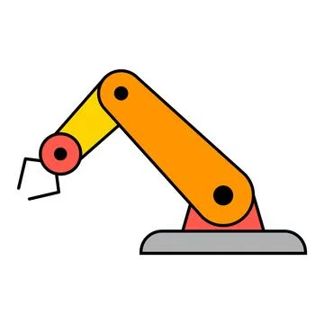 Mechanical robot arm machine icon, technology hydraulic robotic hand, vector Stock Illustration