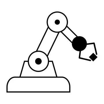 Mechanical robot arm machine icon, technology hydraulic robotic hand, vector Stock Illustration