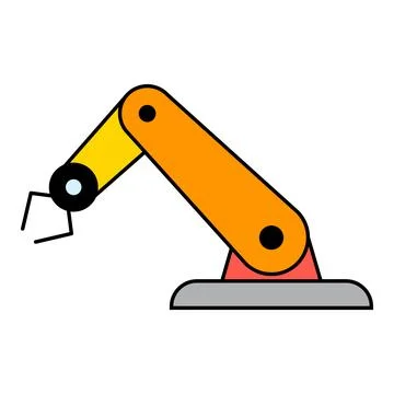 Mechanical robot arm machine icon, technology hydraulic robotic hand, vector Stock Illustration