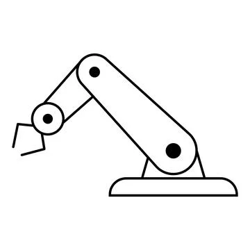 Mechanical robot arm machine icon, technology hydraulic robotic hand, vector Stock Illustration