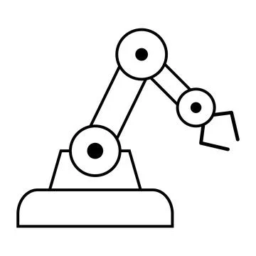 Mechanical robot arm machine icon, technology hydraulic robotic hand, vector Stock Illustration
