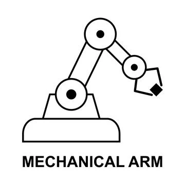 Mechanical robot arm machine icon, technology hydraulic robotic hand, vector Stock Illustration