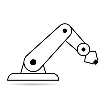 Mechanical robot arm machine shadow icon, technology hydraulic robotic hand, Stock Illustration