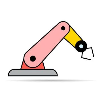 Mechanical robot arm machine shadow icon, technology hydraulic robotic hand, Stock Illustration