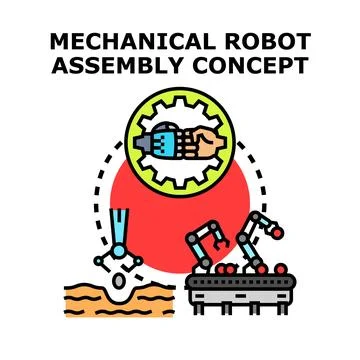 Mechanical robot assembly concept illustrating industrial automation Stock Illustration
