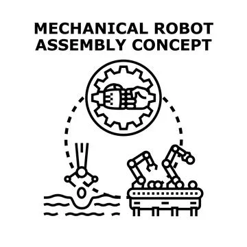 Mechanical robot assembly concept illustrating industrial automation Stock Illustration
