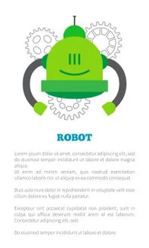 Mechanical Robot in Green Corpus with Two Tubes Stock Illustration