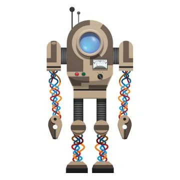 Mechanical Robot with Round Screen and Antennas Illustrazione stock